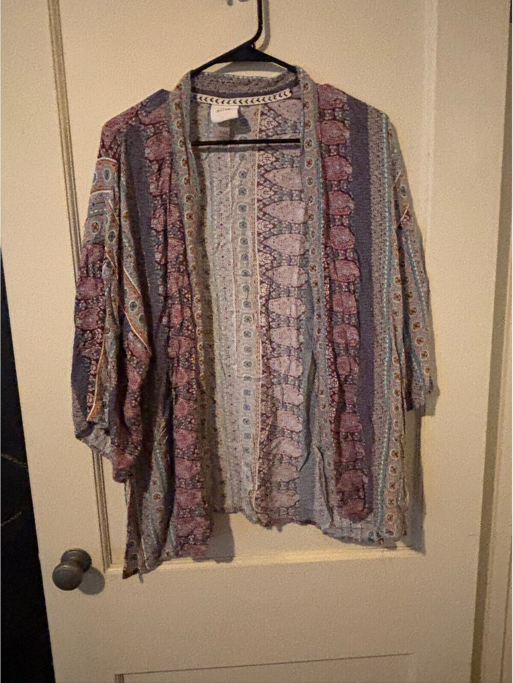 Knox Rose Women's Patterned Open Front Kimono Cardigan XS/S